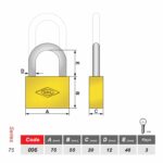 قفل آویز گیرا 75 تخت کد 006